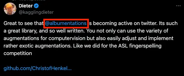 Testimonial from twitter