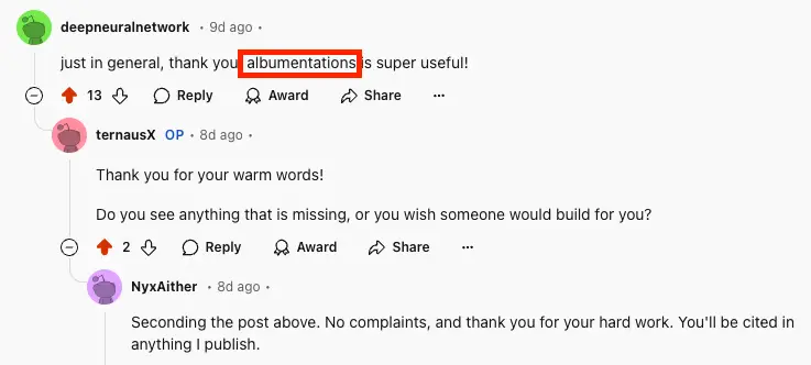 Testimonial from reddit