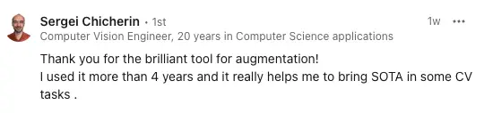 Testimonial from linkedin