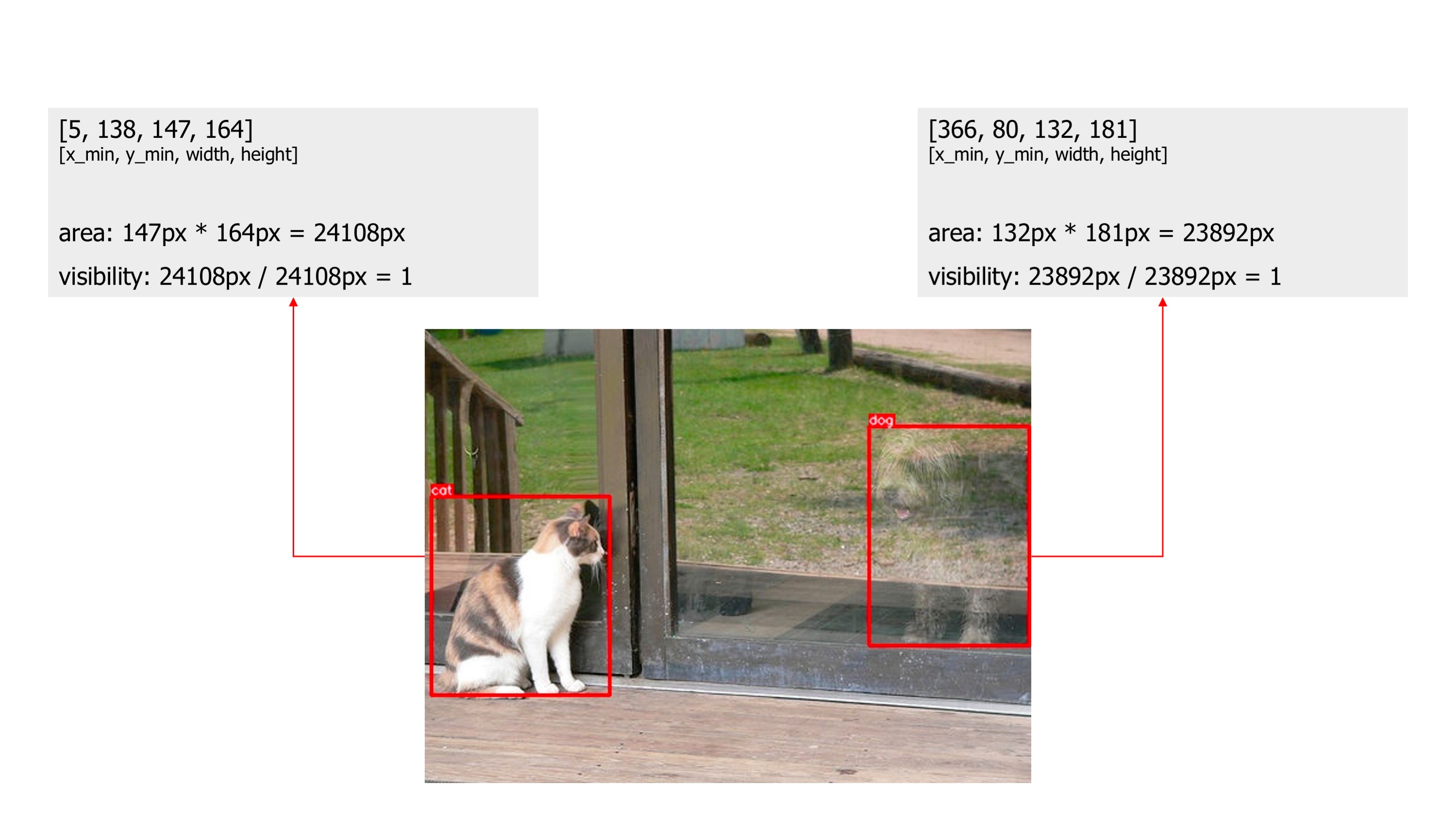 An example image with two bounding boxes